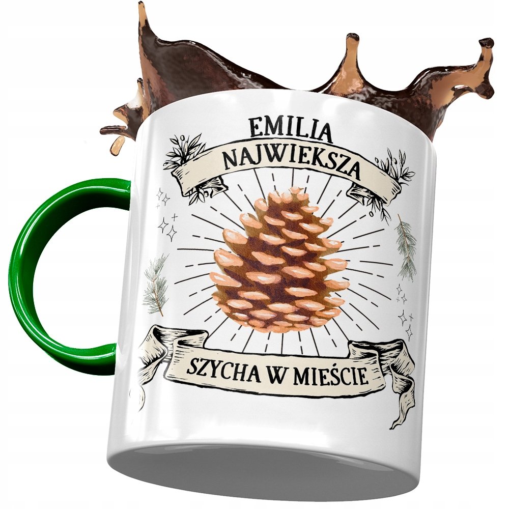 Kubek Zielony Dla Emilii Koleżanki Prezent z Nadrukiem ze Zdjęciem+ Opakowanie na prezent (wzór 01)