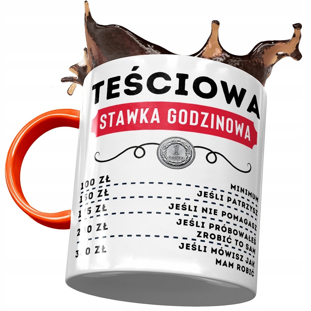Kubek Pomarańczowy dla Teściowej Teściuni Prezent z Nadrukiem ze Zdjęciem + Opakowanie na prezent (wzór 02)