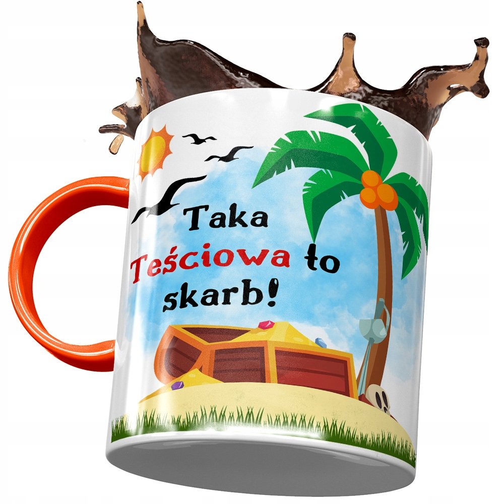 Kubek Pomarańczowy dla Teściowej Teściuni Prezent z Nadrukiem ze Zdjęciem + Opakowanie na prezent (wzór 02)