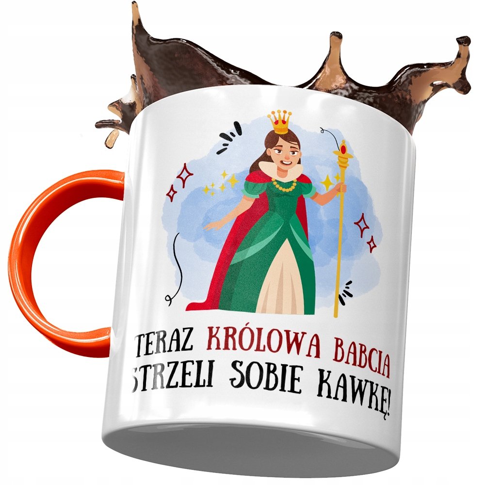 Kubek Pomarańczowy Dla Babci Babuni na Dzień Babci z Nadrukiem ze Zdjęciem + Opakowanie na prezent (wzór 02)