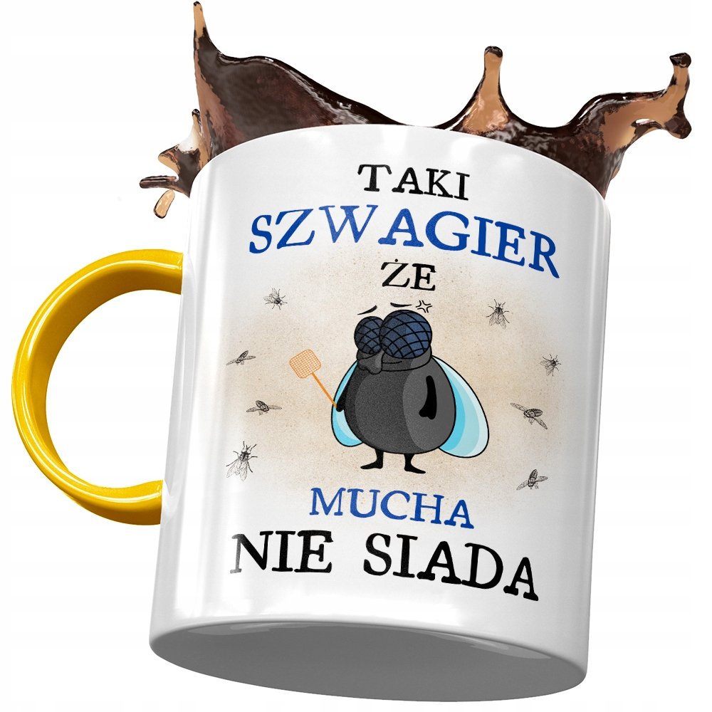 Kubek Żółty Dla Szwagra na Urodziny na Prezent z Nadrukiem ze Zdjęciem + Opakowanie na prezent (wzór 02)