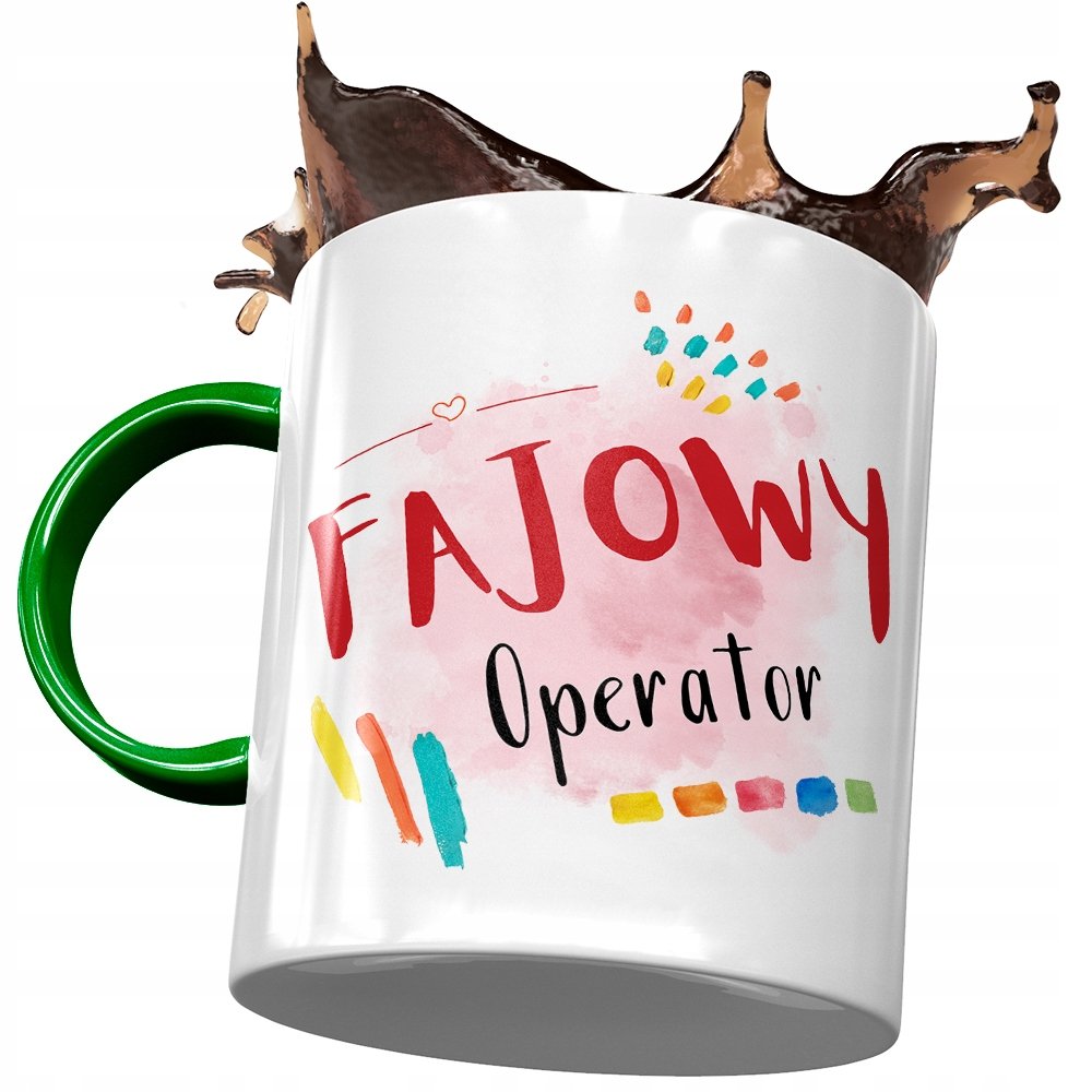 Kubek Zielony Operatora Fajowy Operator Prezent z Nadrukiem ze Zdjęciem + Opakowanie na prezent (wzór 03)