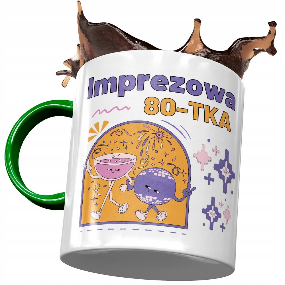 Kubek Zielony na Urodziny 80 80te 80-te Prezent z Nadrukiem ze Zdjęciem + Opakowanie na prezent (wzór 03)