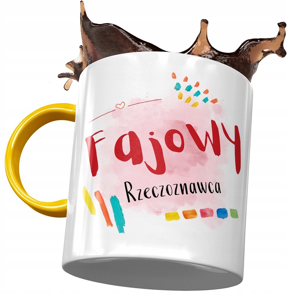 Kubek Żółty Dla Rzeczoznawcy Fajowy Rzeczoznawca z Nadrukiem ze Zdjęciem + Opakowanie na prezent (wzór 02)