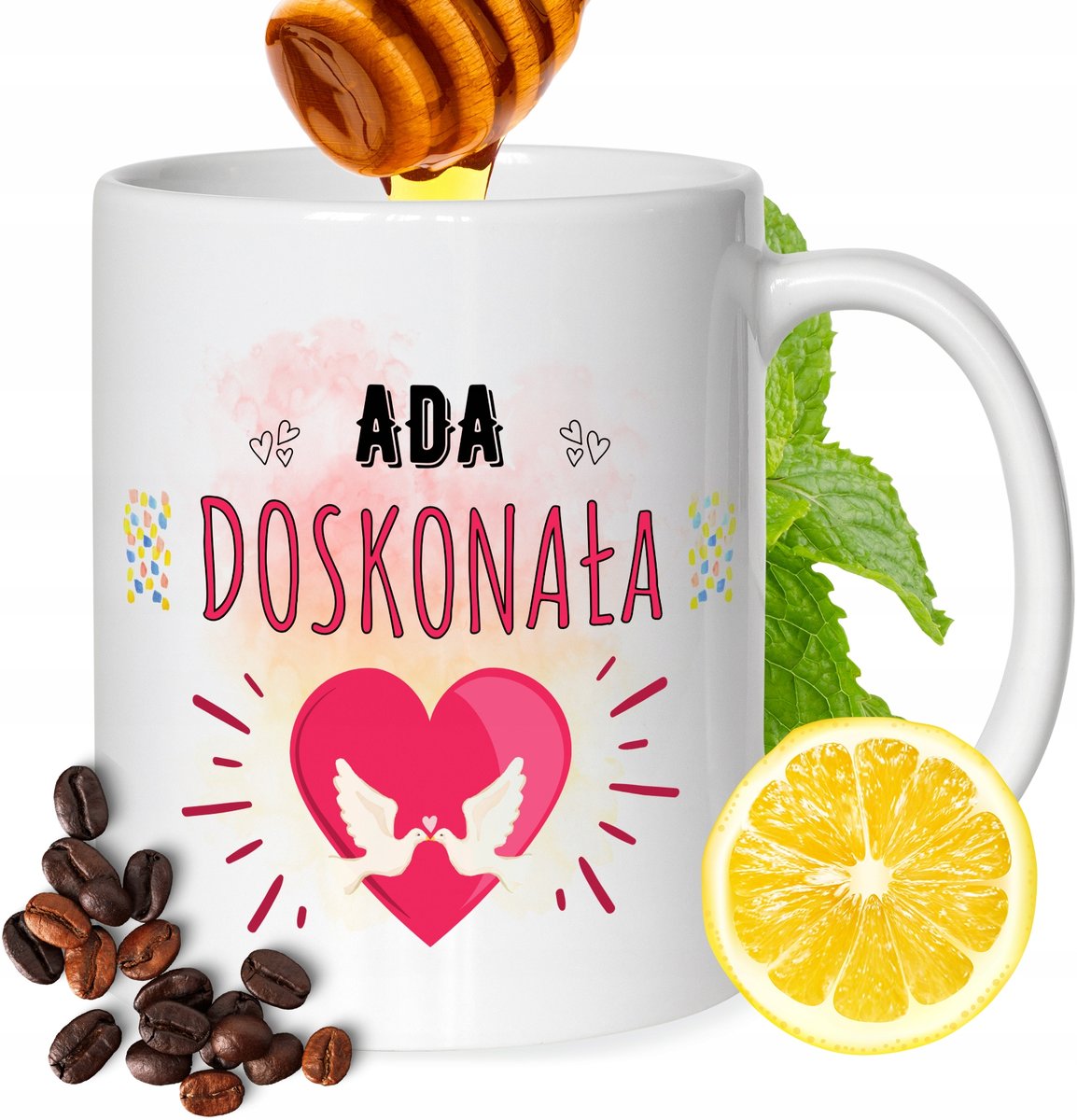 Kubek Dla Ady Koleżanki Przyjaciółki Żony Prezent z Nadrukiem Biały 330ml + Opakowanie na prezent (wzór 02)