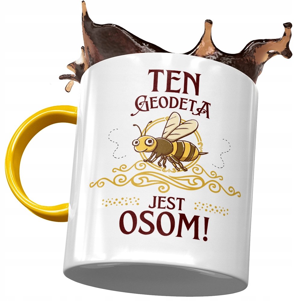 Kubek Żółty Dla Geodety Ten Geodeta Jest Osom z Nadrukiem ze Zdjęciem + Opakowanie na prezent (wzór 03)