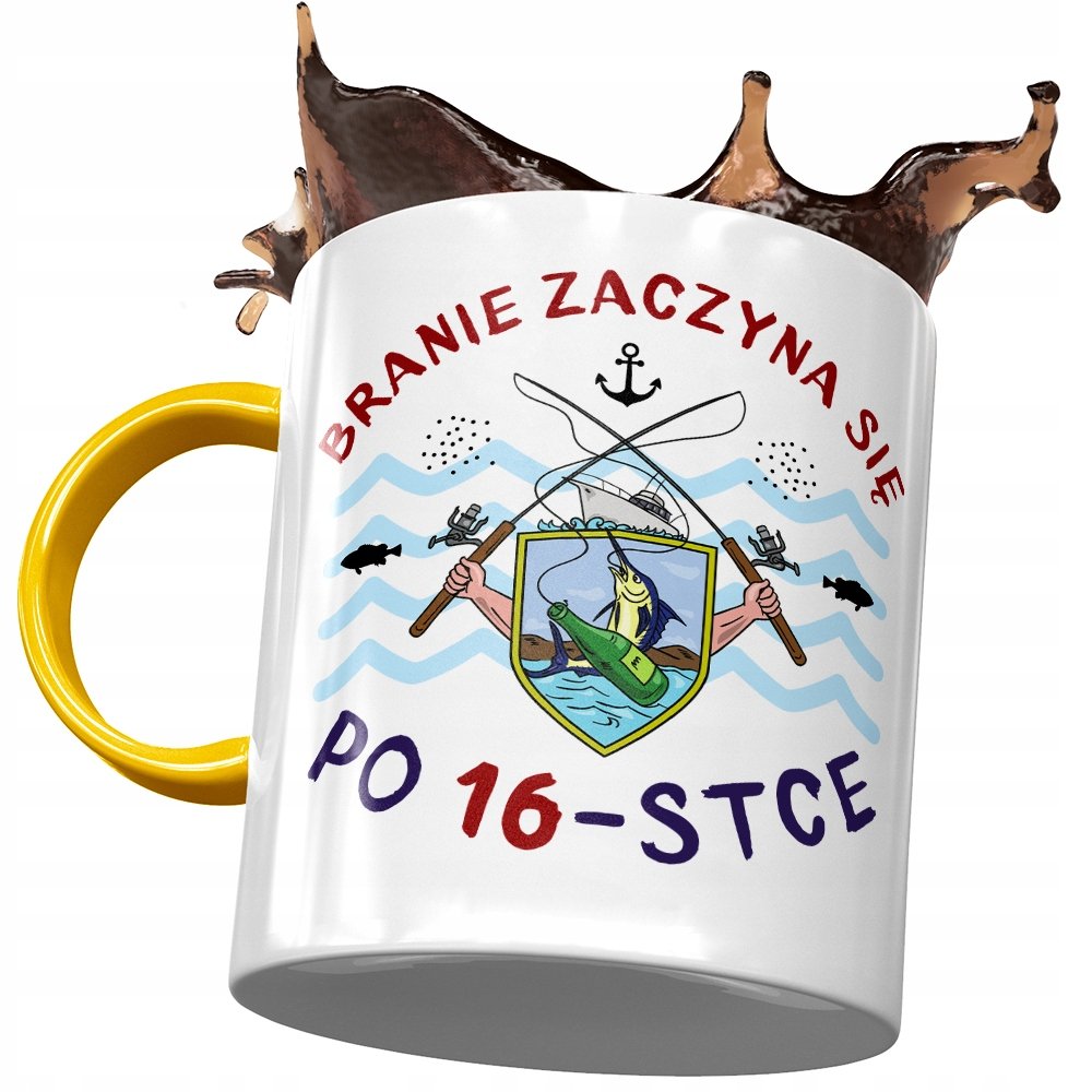 Kubek Żółty na Urodziny 16 16ste 16-ste na Prezent z Nadrukiem ze Zdjęciem + Opakowanie na prezent (wzór 02)