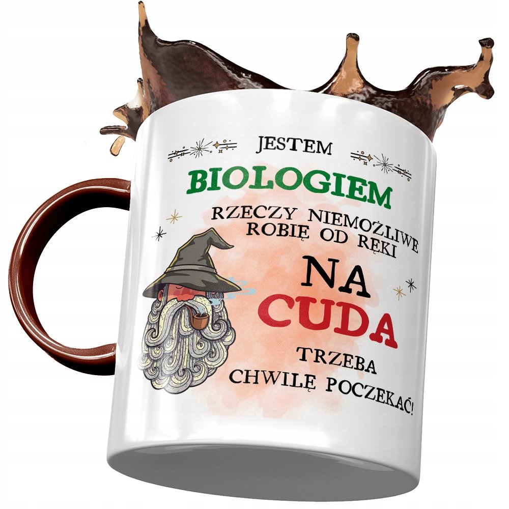 Kubek Bordowy Dla Biologa Na Cuda Prezent z Nadrukiem ze Zdjęciem + Opakowanie na prezent (wzór 04)
