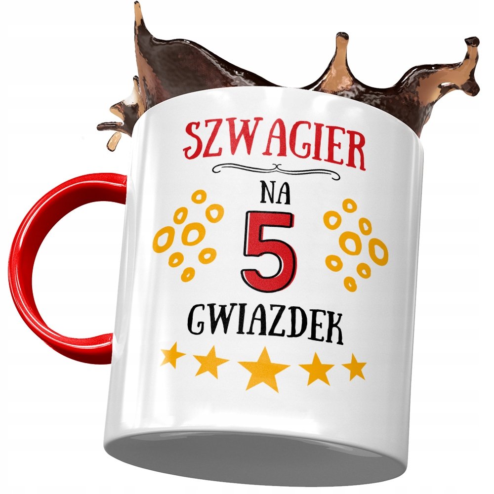 Kubek Czerwony Dla Szwagra na Urodziny na Prezent z Nadrukiem ze Zdjęciem + Opakowanie na prezent (wzór 04)