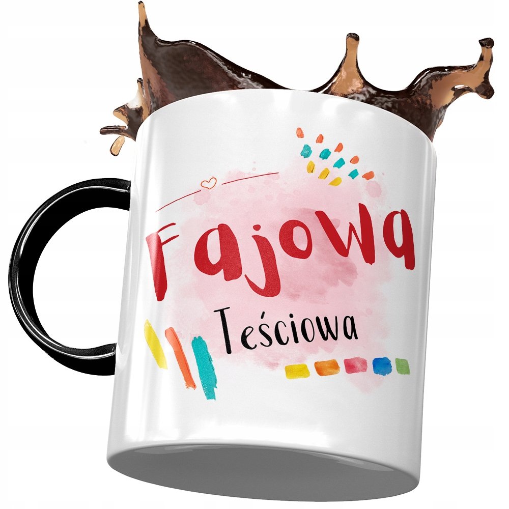 Kubek Czarny dla Teściowej Teściuni na Prezent z Nadrukiem ze Zdjęciem + Opakowanie na prezent (wzór 04)