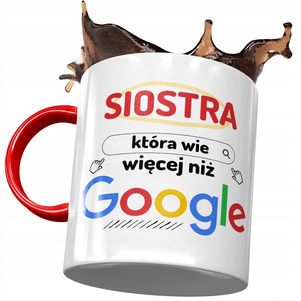 Kubek Czerwony Dla Siostry na Urodziny na Prezent z Nadrukiem ze Zdjęciem + Opakowanie na prezent (wzór 04)