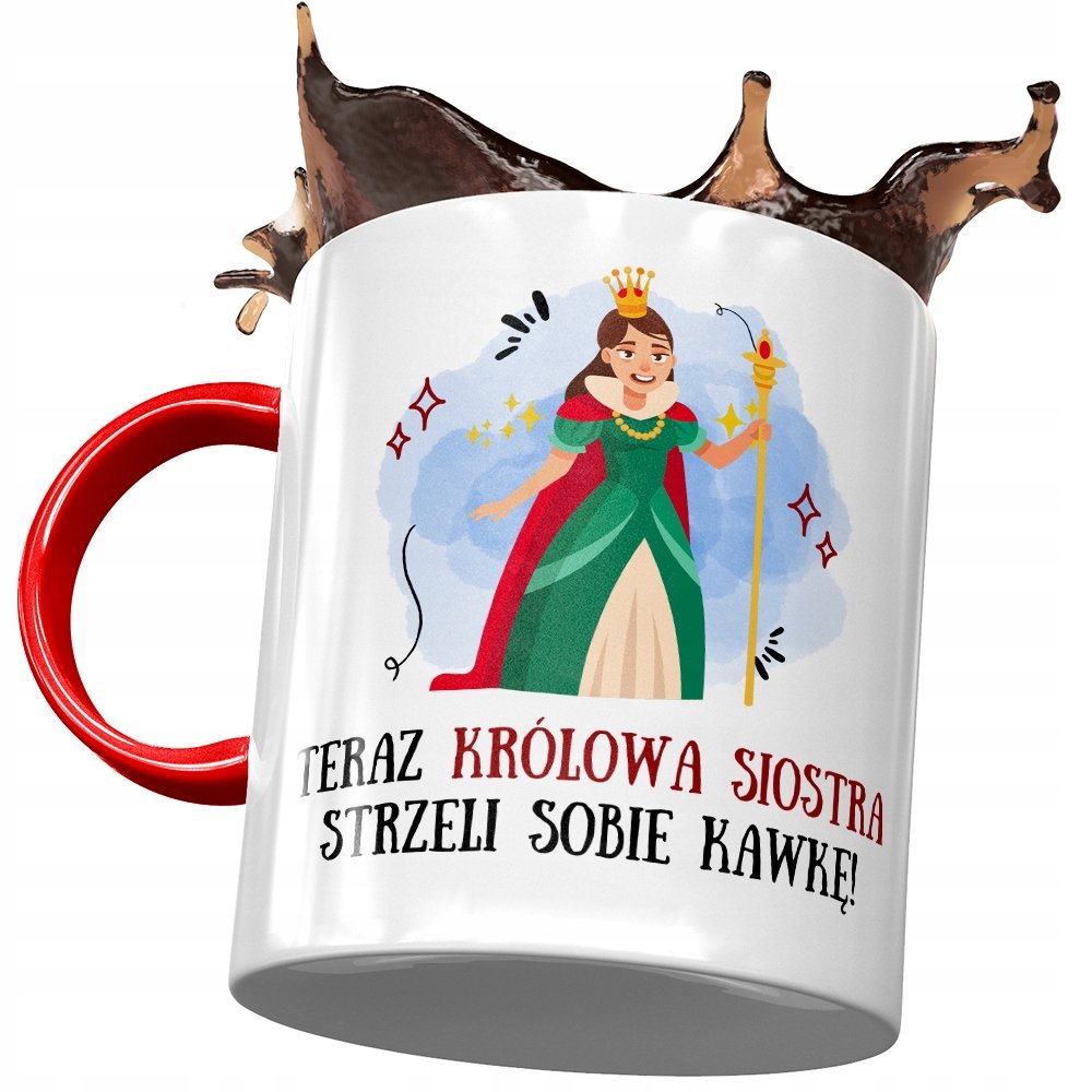 Kubek Czerwony Dla Siostry na Urodziny na Prezent z Nadrukiem ze Zdjęciem + Opakowanie na prezent (wzór 03)