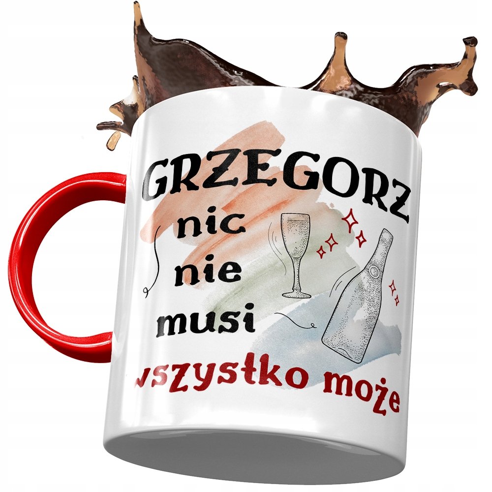 Kubek Czerwony Grzegorza Grześka Kolegi Prezent z Nadrukiem ze Zdjęciem+ Opakowanie na prezent (wzór 01)