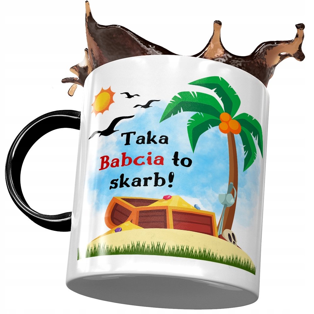 Kubek Czarny Dla Babci Babuni na Dzień Babci z Nadrukiem ze Zdjęciem+ Opakowanie na prezent (wzór 01)