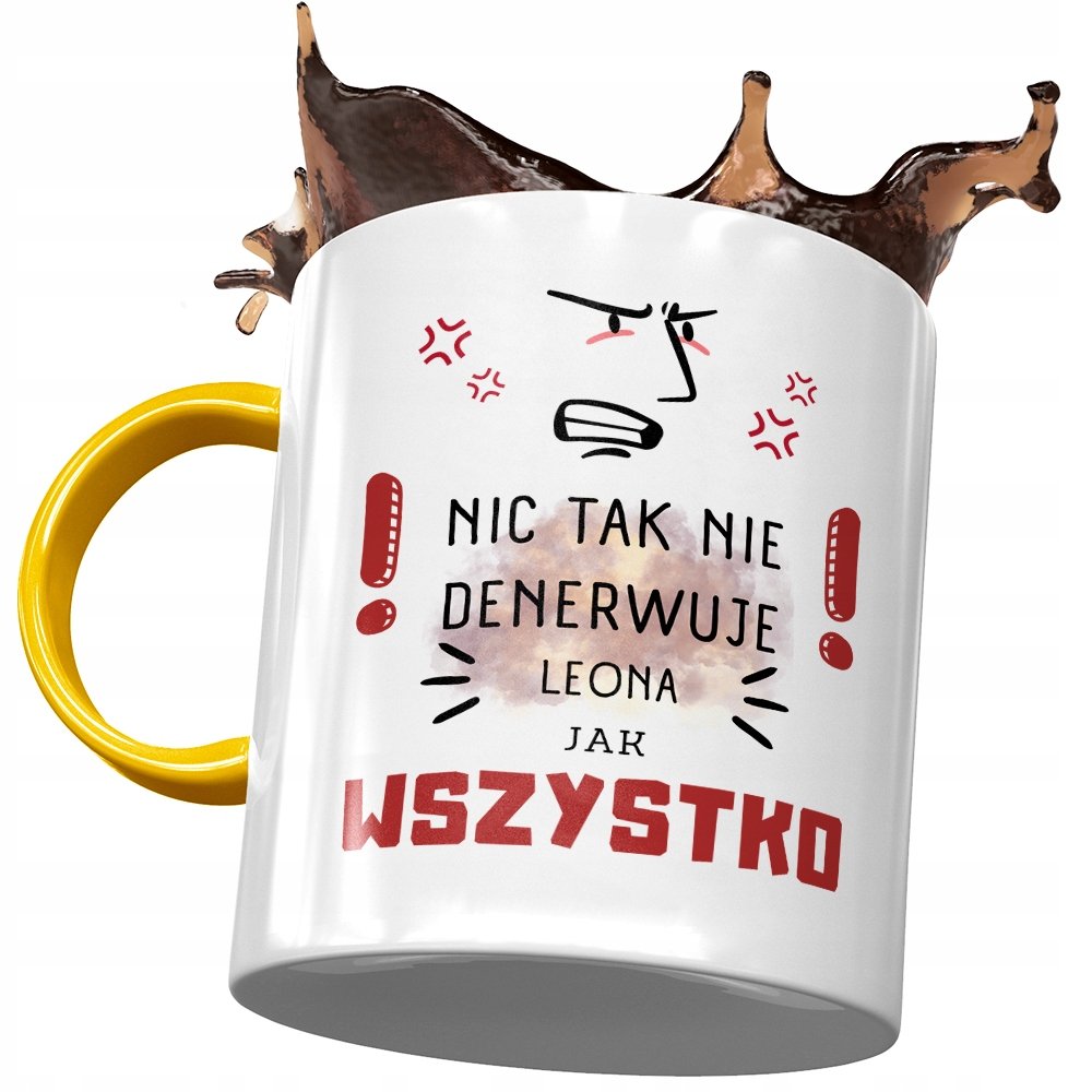 Kubek Żółty dla Leona Przyjaciela Kolegi Prezent z Nadrukiem ze Zdjęciem+ Opakowanie na prezent (wzór 01)