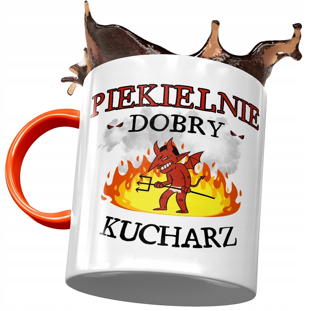 Kubek Pomarańczowy dla Kucharza Piekielnie Dobry z Nadrukiem ze Zdjęciem+ Opakowanie na prezent (wzór 01)