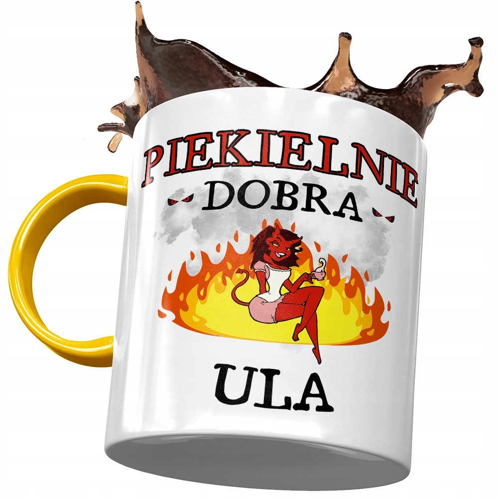 Kubek Żółty dla Uli Urszuli Przyjaciółki Żony z Nadrukiem ze Zdjęciem+ Opakowanie na prezent (wzór 01)