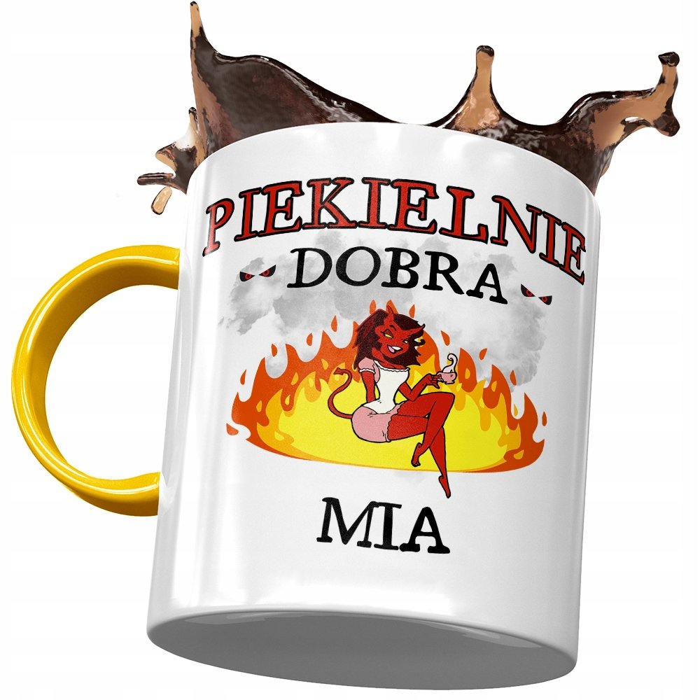 Kubek Żółty Dla Mii Żony Przyjaciółki na Prezent z Nadrukiem ze Zdjęciem+ Opakowanie na prezent (wzór 01)