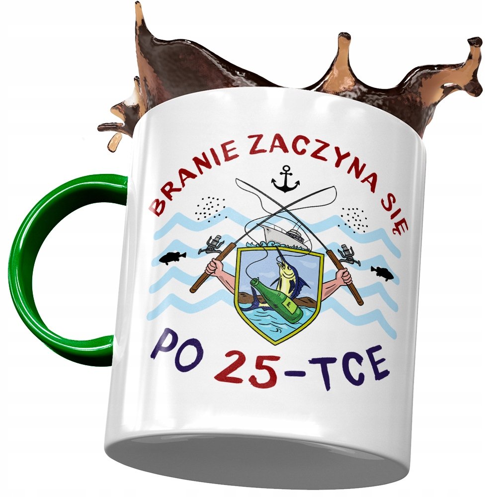 Kubek Zielony na Urodziny 25 25te 25-te na Prezent z Nadrukiem ze Zdjęciem+ Opakowanie na prezent (wzór 01)