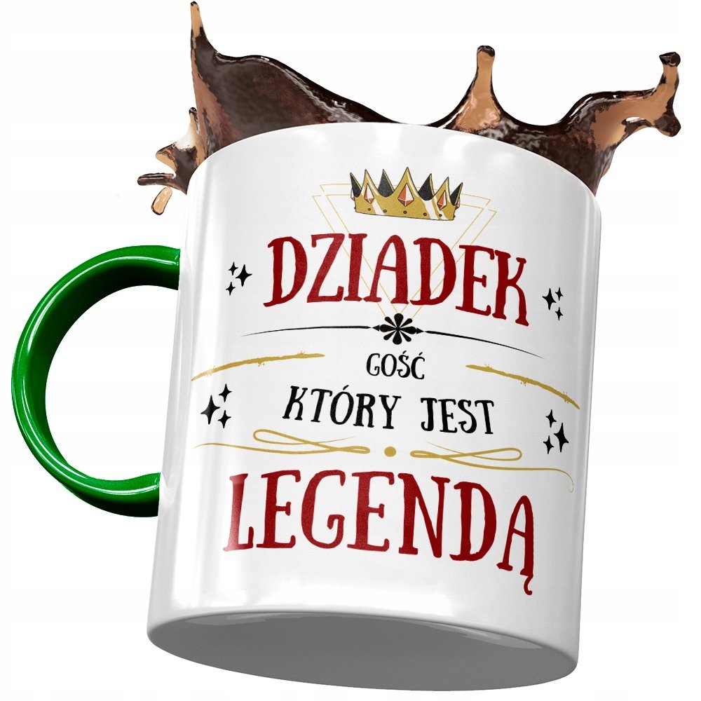 Kubek Zielony Dziadka Dzień Dziadka Prezent z Nadrukiem ze Zdjęciem + Opakowanie na prezent (wzór 02)