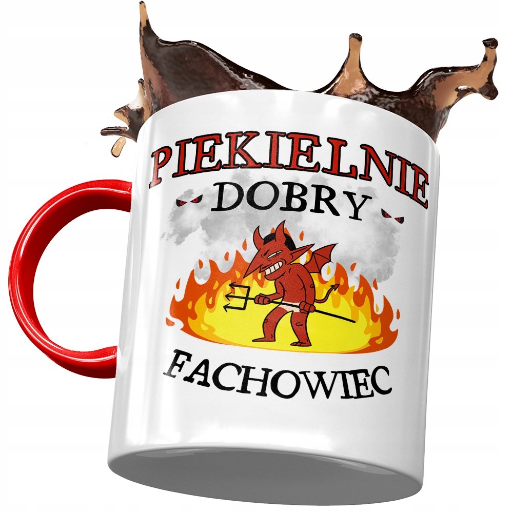 Kubek Czerwony Dla Fachowca Piekielnie Dobry z Nadrukiem ze Zdjęciem + Opakowanie na prezent (wzór 02)