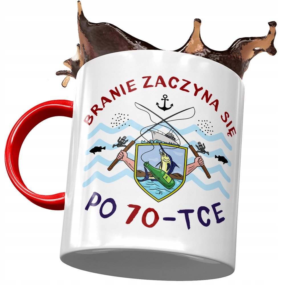 Kubek Czerwony na Urodziny 70 70te 70-te Prezent z Nadrukiem ze Zdjęciem + Opakowanie na prezent (wzór 02)