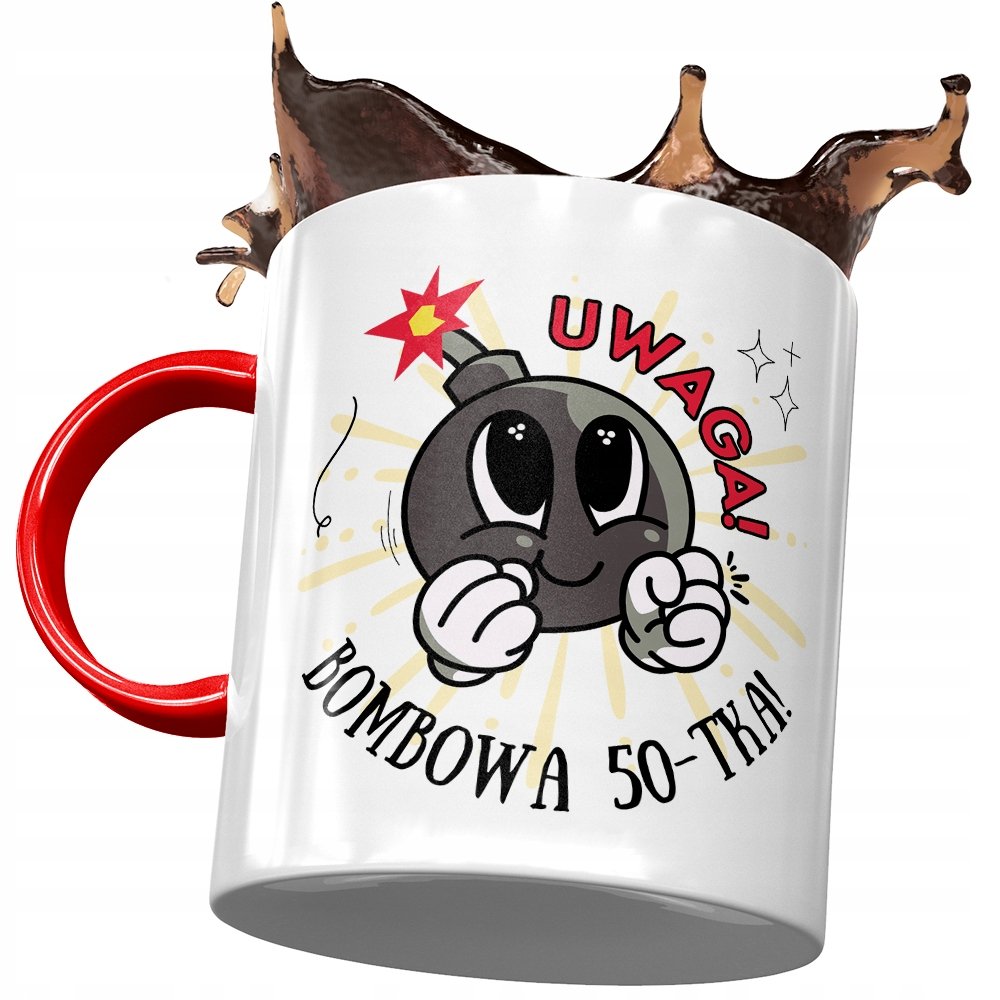 Kubek Czerwony na Urodziny 50 50te 50-te Prezent z Nadrukiem ze Zdjęciem + Opakowanie na prezent (wzór 02)