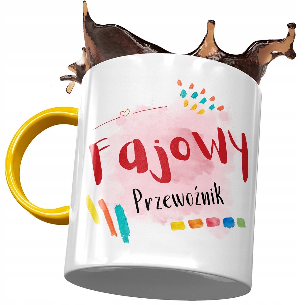 Kubek Żółty Dla Przewoźnika Fajowy Przewoźnik z Nadrukiem ze Zdjęciem + Opakowanie na prezent (wzór 02)