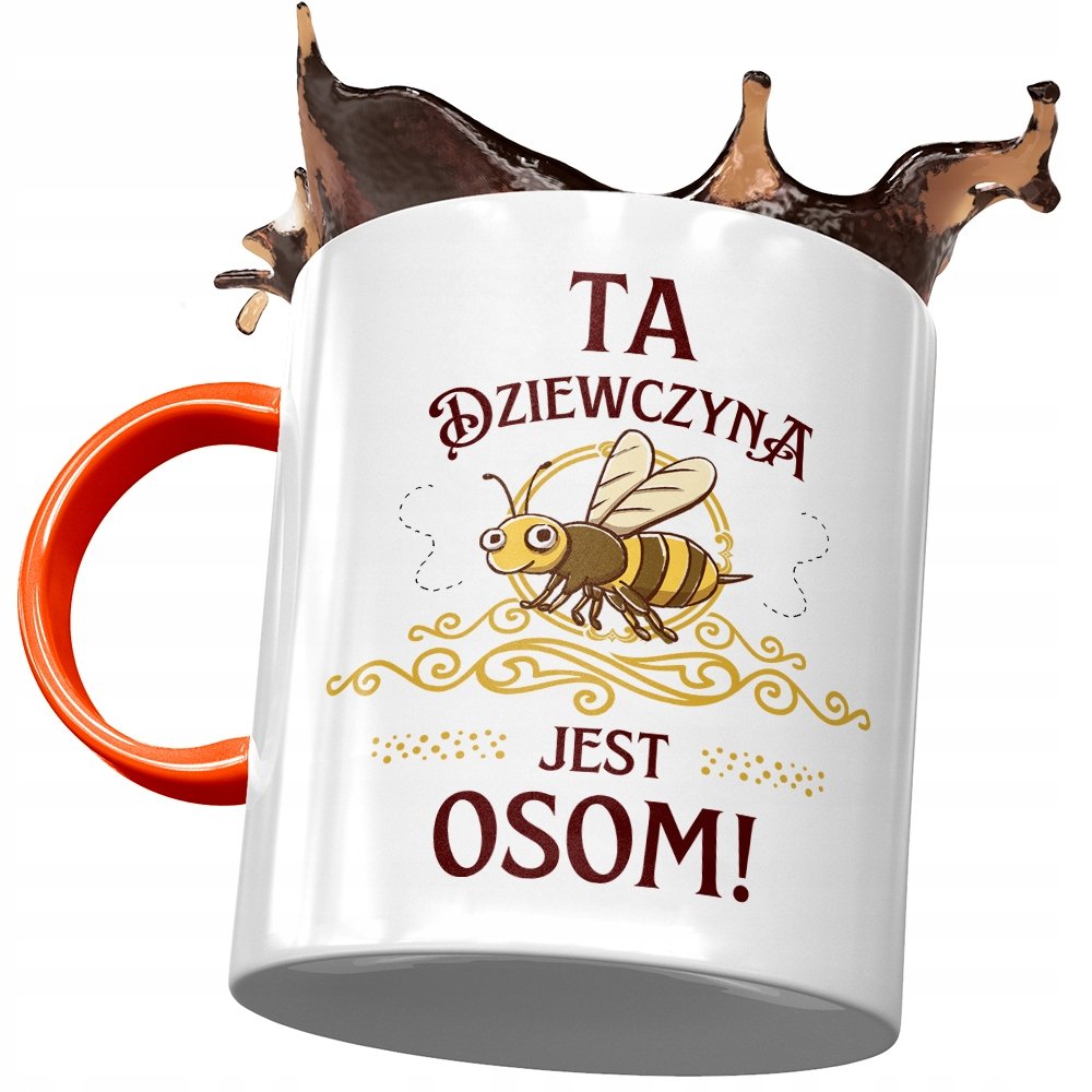 Kubek Pomarańczowy dla Dziewczyny Jest Osom! z Nadrukiem ze Zdjęciem + Opakowanie na prezent (wzór 02)