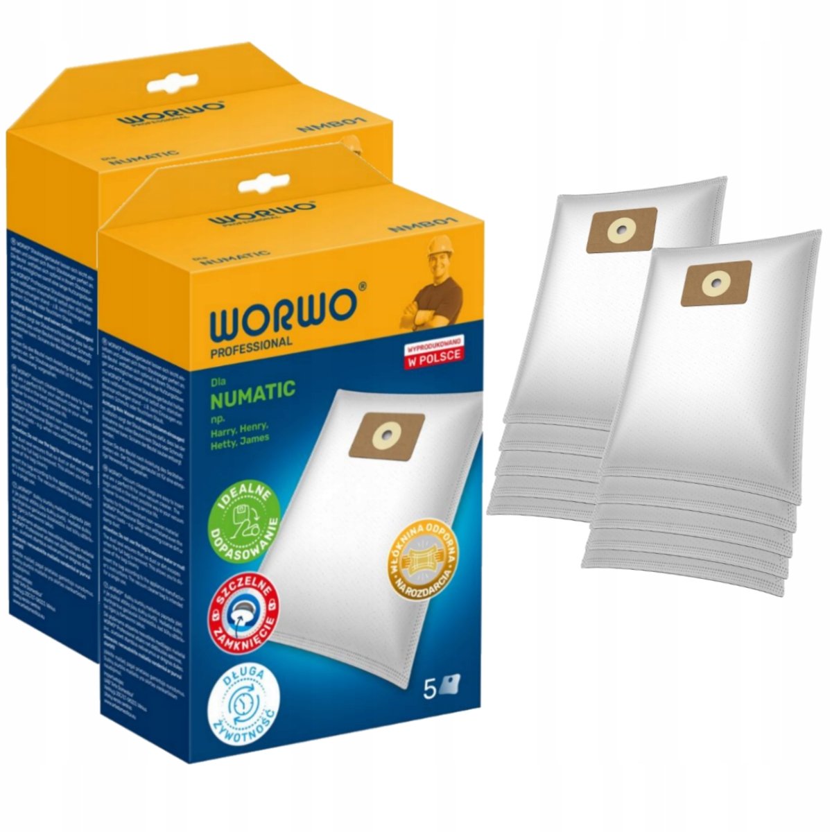 10x Worki do odkurzacza NUMATIC NMB01 Worwo