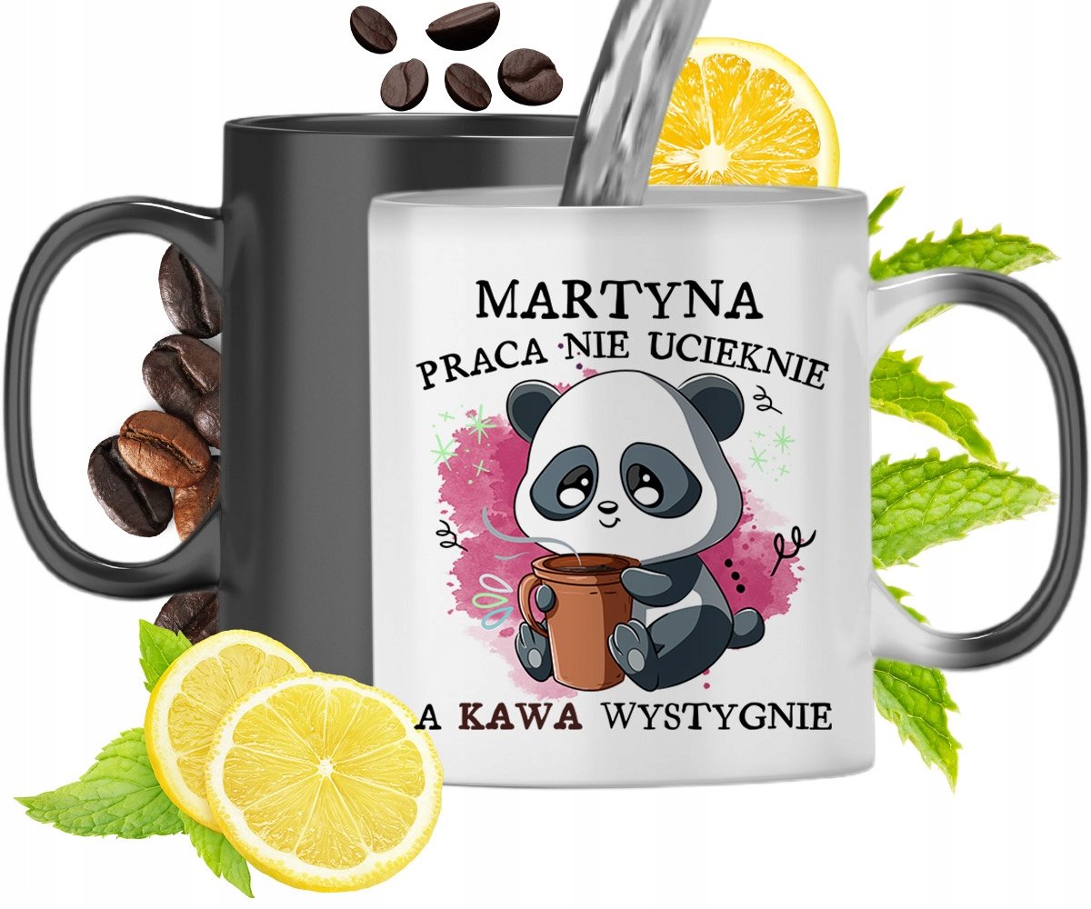 Kubek Magiczny Dla Martyny Czarny Matowy z Nadrukiem ze Zdjęciem 330ml + Opakowanie na prezent (wzór 02)