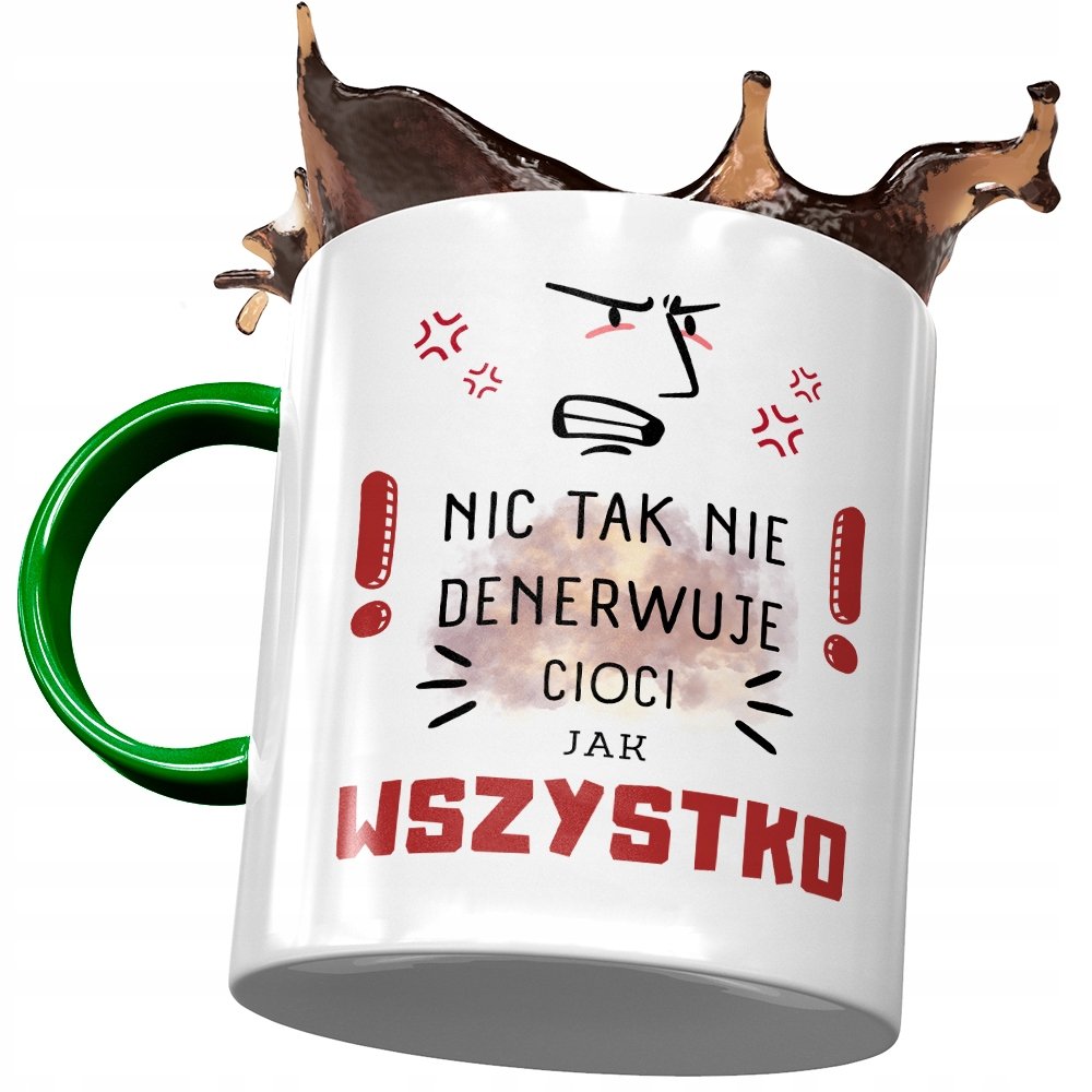 Kubek Zielony Dla Cioci Ciotuni Urodziny Prezent z Nadrukiem ze Zdjęciem + Opakowanie na prezent (wzór 03)