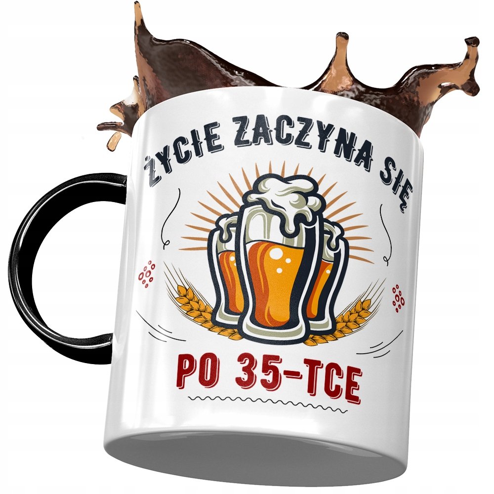 Kubek Czarny na Urodziny 35 35te 35-te Prezent z Nadrukiem ze Zdjęciem + Opakowanie na prezent (wzór 02)