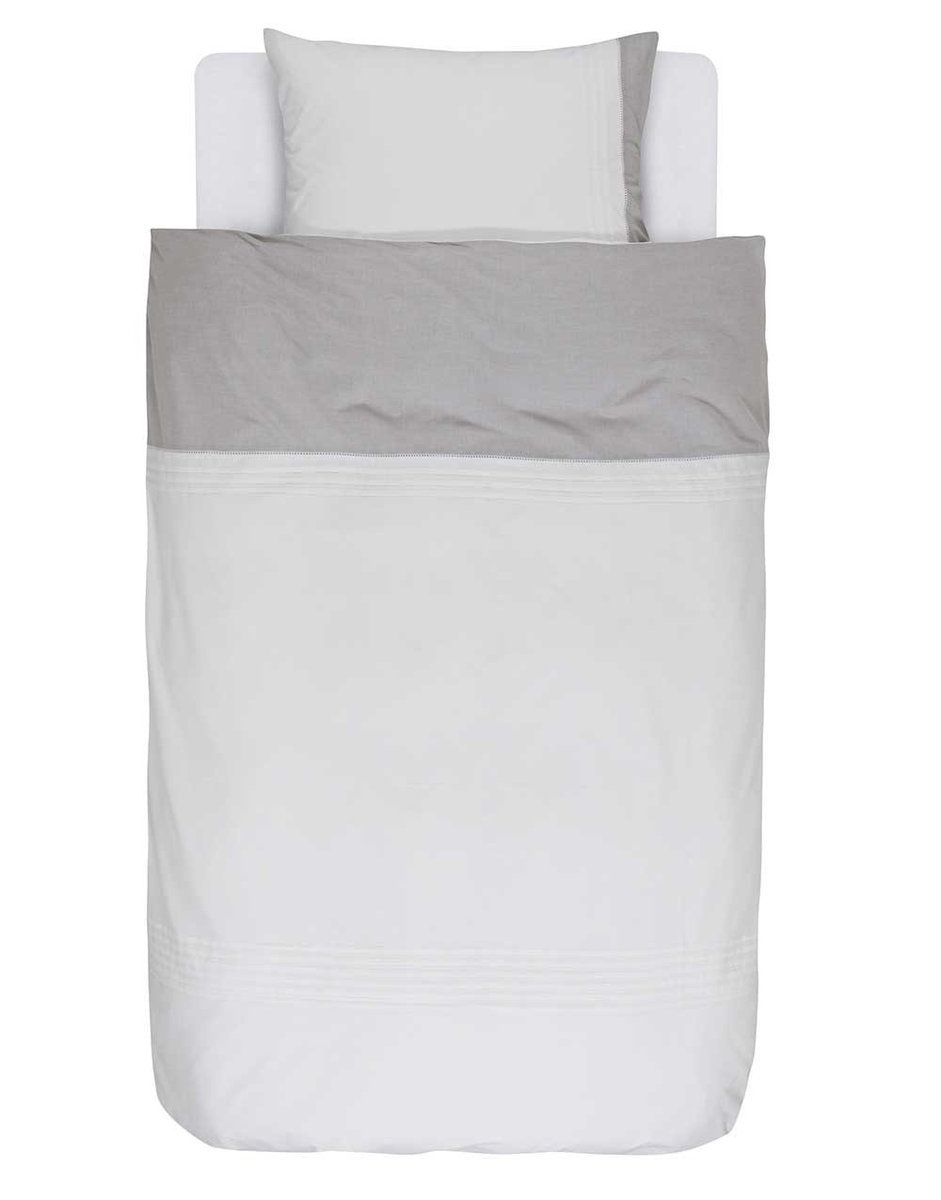 Bawełniany komplet pościeli satynowej, poszwa na pościel, 100% bawełna - kolor biało-szary, Essenza