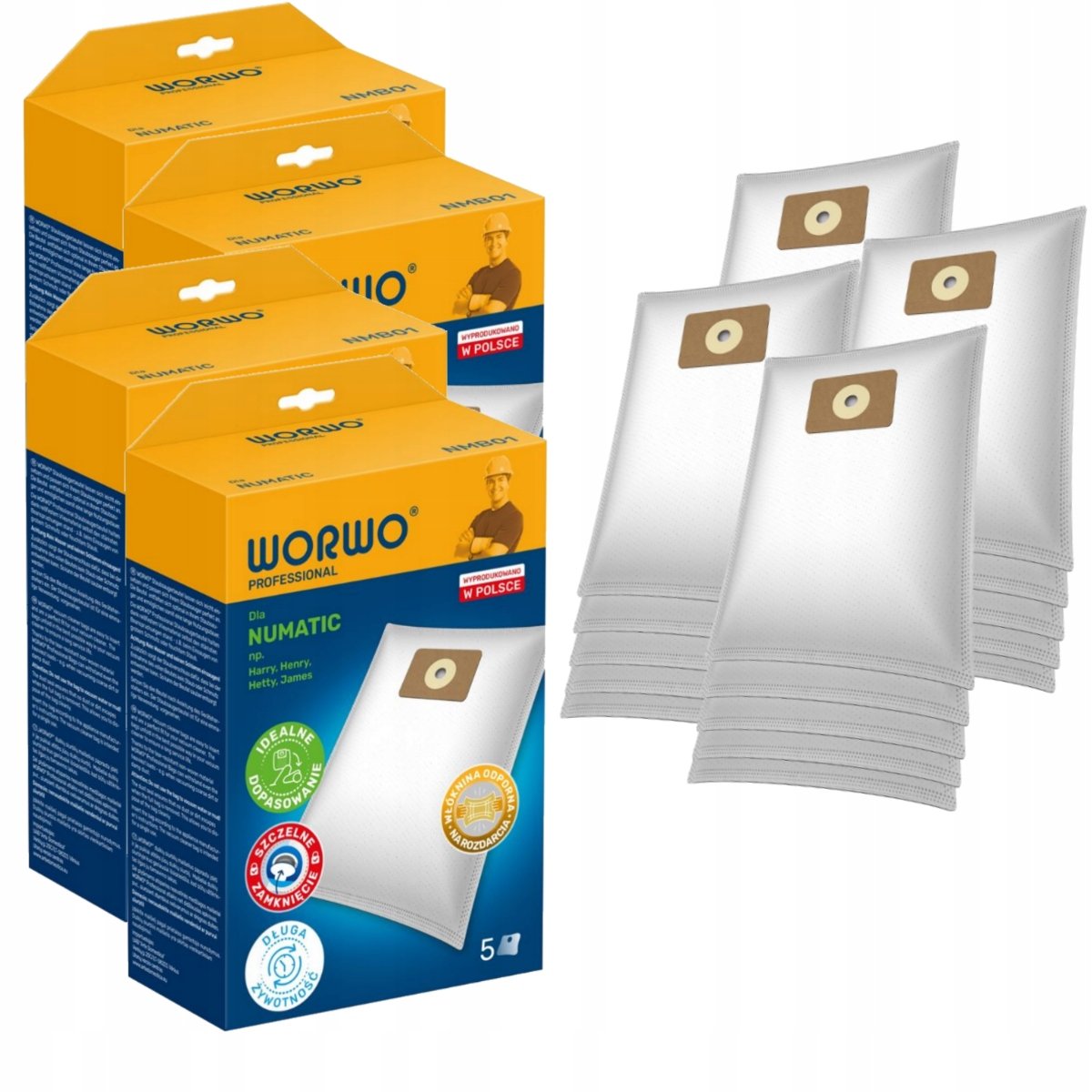 20x Worki do odkurzacza NUMATIC Harry Henry Hetty James NMB01 Worwo