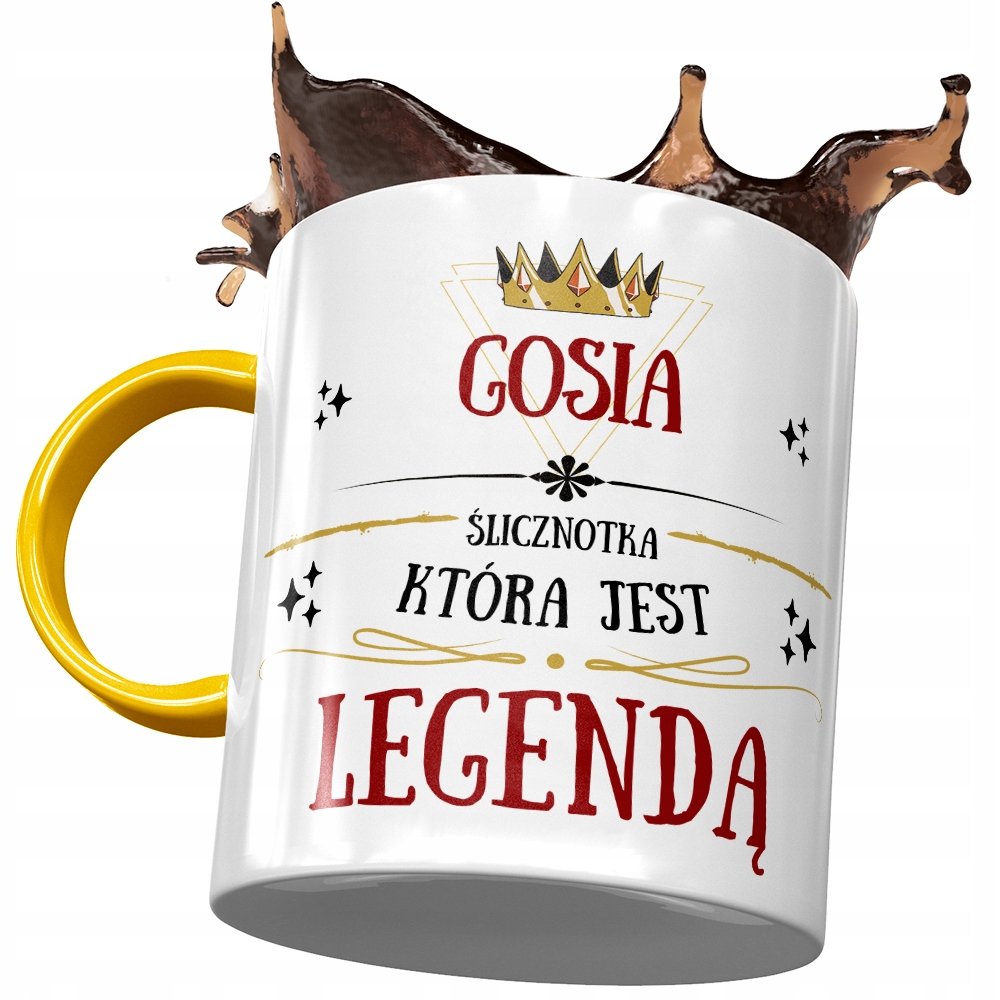 Kubek Żółty Dla Gosi Żony Przyjaciółki na Prezent z Nadrukiem ze Zdjęciem + Opakowanie na prezent (wzór 04)