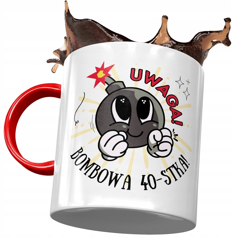 Kubek Czerwony na Urodziny 40 40ste 40-ste Prezent z Nadrukiem ze Zdjęciem + Opakowanie na prezent (wzór 04)