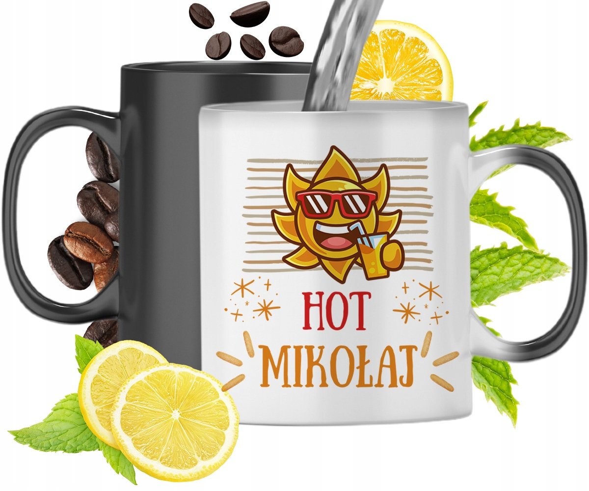 Kubek Magiczny Dla Mikołaja Czarny Matowy z Nadrukiem ze Zdjęciem 330ml + Opakowanie na prezent (wzór 04)