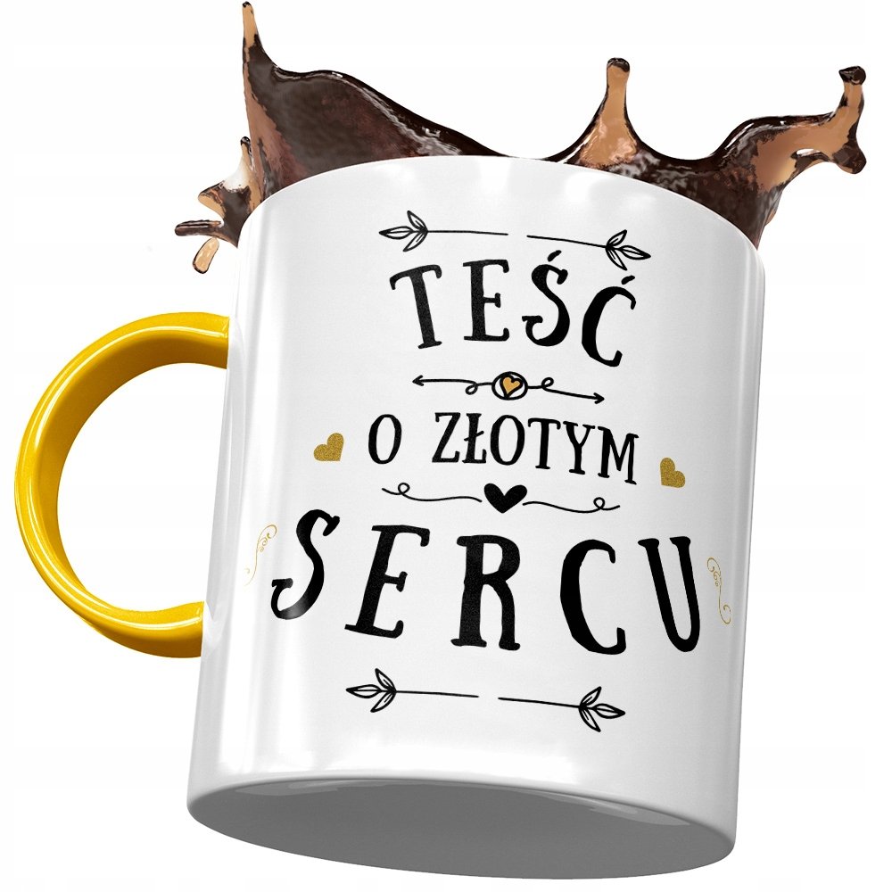 Kubek Żółty dla Teścia Teściunia na Prezent z Nadrukiem ze Zdjęciem + Opakowanie na prezent (wzór 04)