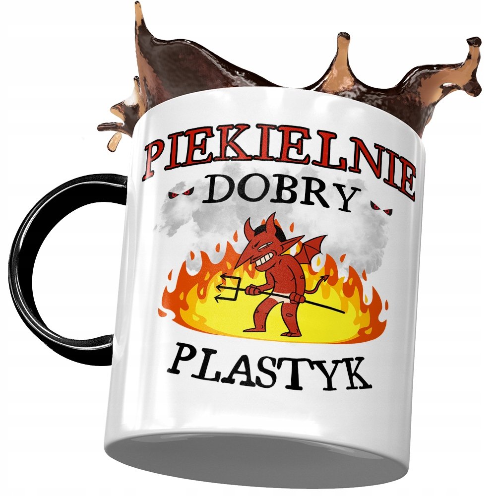 Kubek Czarny Dla Plastyka Piekielnie Dobry Plastyk z Nadrukiem ze Zdjęciem + Opakowanie na prezent (wzór 04)