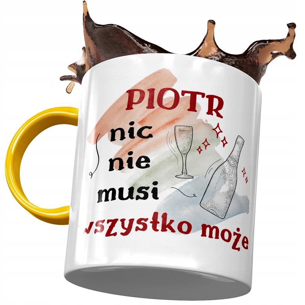 Kubek Żółty Dla Piotra Piotrka Kolegi na Prezent z Nadrukiem ze Zdjęciem + Opakowanie na prezent (wzór 03)