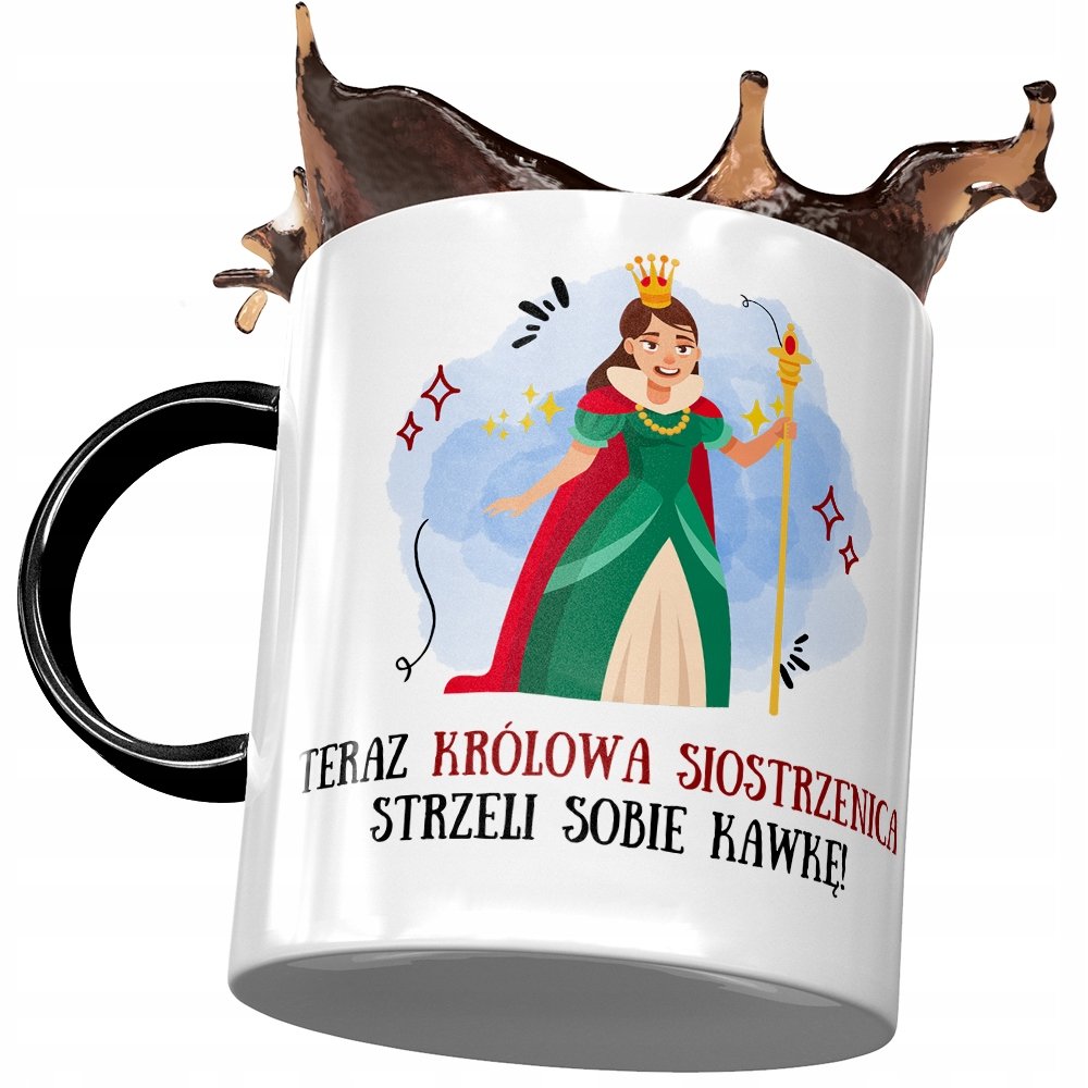 Kubek Czarny Dla Siostrzenicy na Urodziny Prezent z Nadrukiem ze Zdjęciem + Opakowanie na prezent (wzór 04)