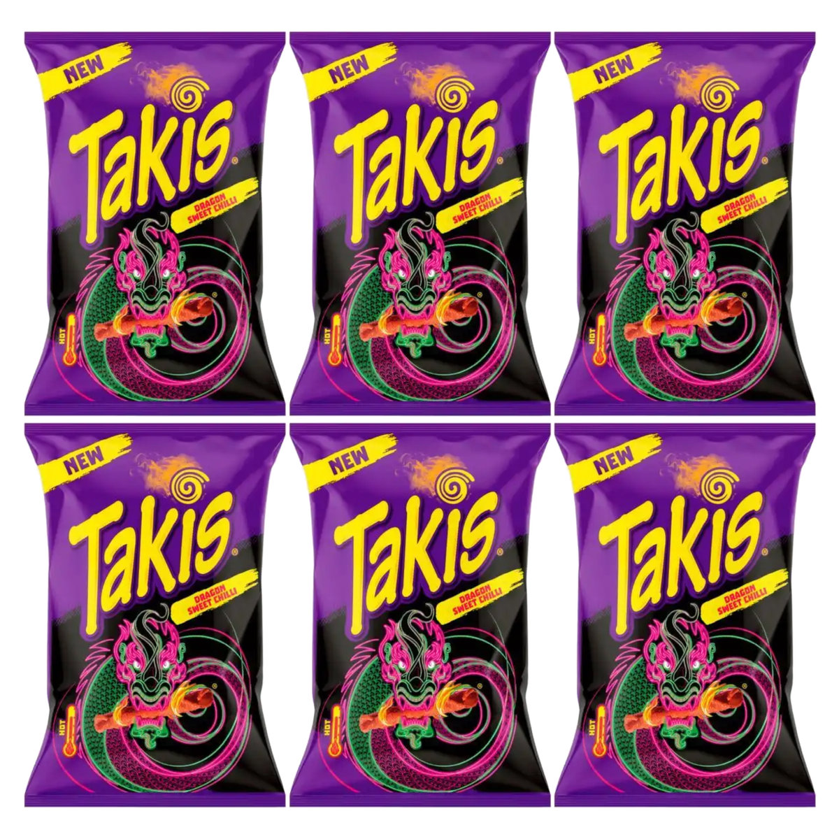 6x Chipsy kukurydziane Tortilla TAKIS Dragon Sweet Chilli 100g
