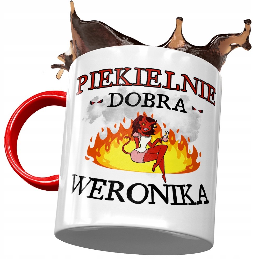 Kubek Czerwony Dla Weroniki Żony Siostry Prezent z Nadrukiem ze Zdjęciem+ Opakowanie na prezent (wzór 01)