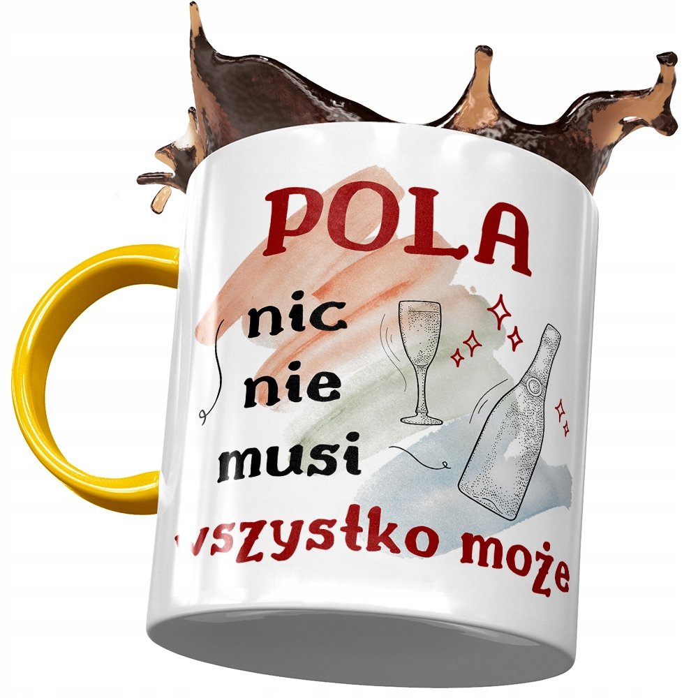 Kubek Żółty Dla Poli Koleżanki Przyjaciółki Żony z Nadrukiem ze Zdjęciem+ Opakowanie na prezent (wzór 01)