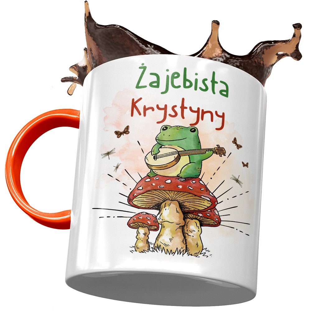 Kubek Pomarańczowy Dla Krystyny Siostry Prezent z Nadrukiem ze Zdjęciem+ Opakowanie na prezent (wzór 01)