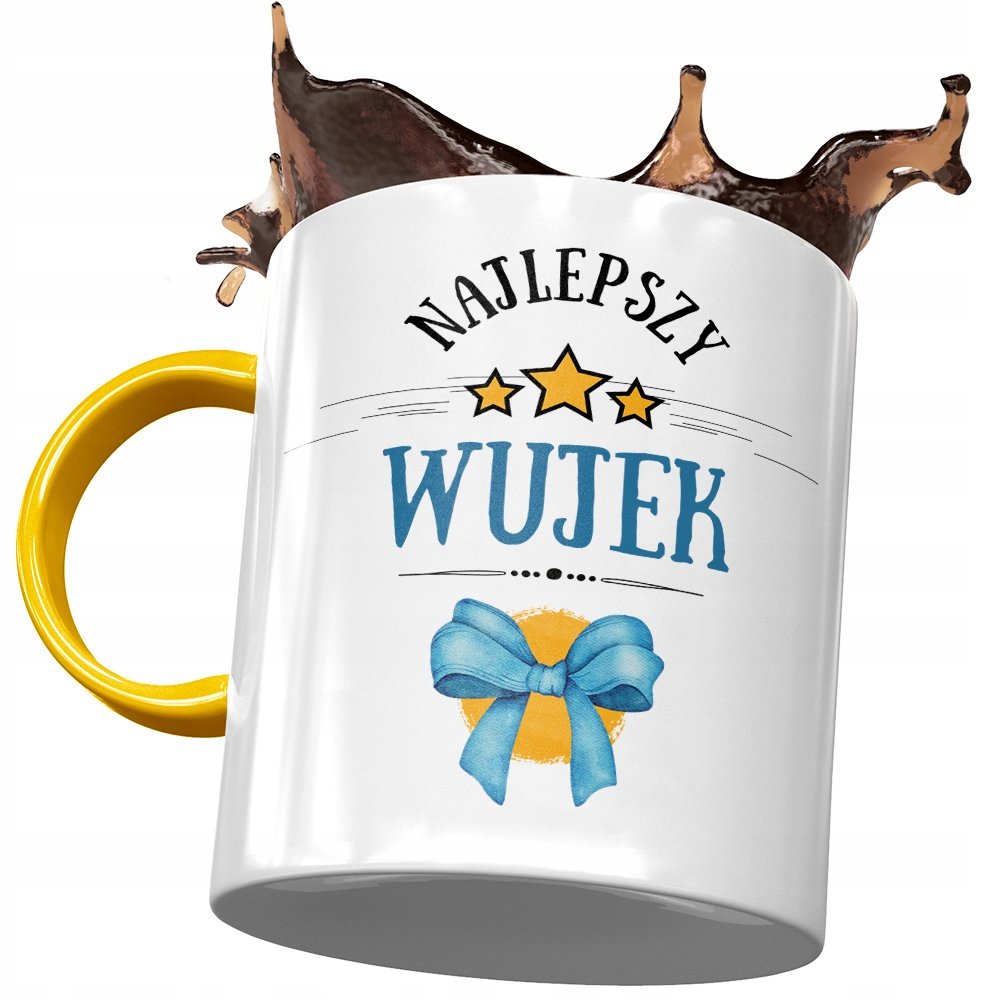 Kubek Żółty dla Wujka Wuja Wujaszka na Prezent z Nadrukiem ze Zdjęciem+ Opakowanie na prezent (wzór 01)