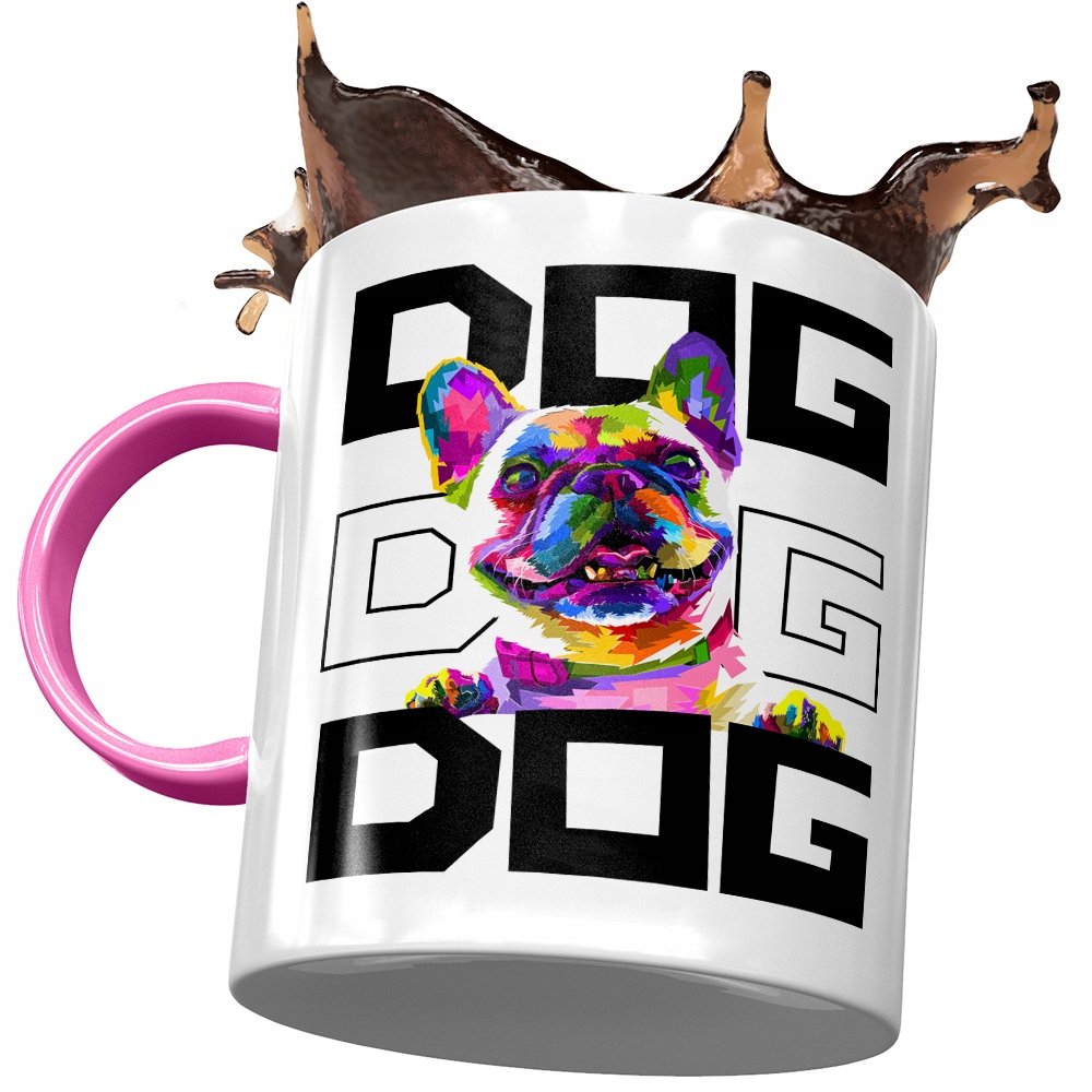 Kubek Różowy z Pieskiem Psem Słodki na Prezent z Nadrukiem ze Zdjęciem+ Opakowanie na prezent (wzór 01)