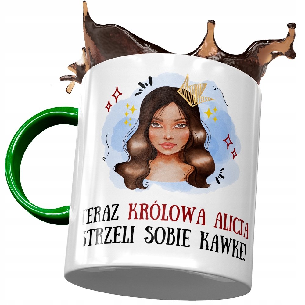Kubek Zielony Dla Alicji Koleżanki Przyjaciółki z Nadrukiem ze Zdjęciem + Opakowanie na prezent (wzór 02)