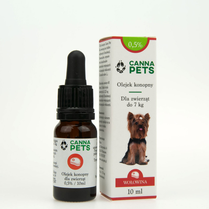 Olejek konopny 0,5% dla zwierząt wołowina 10ml